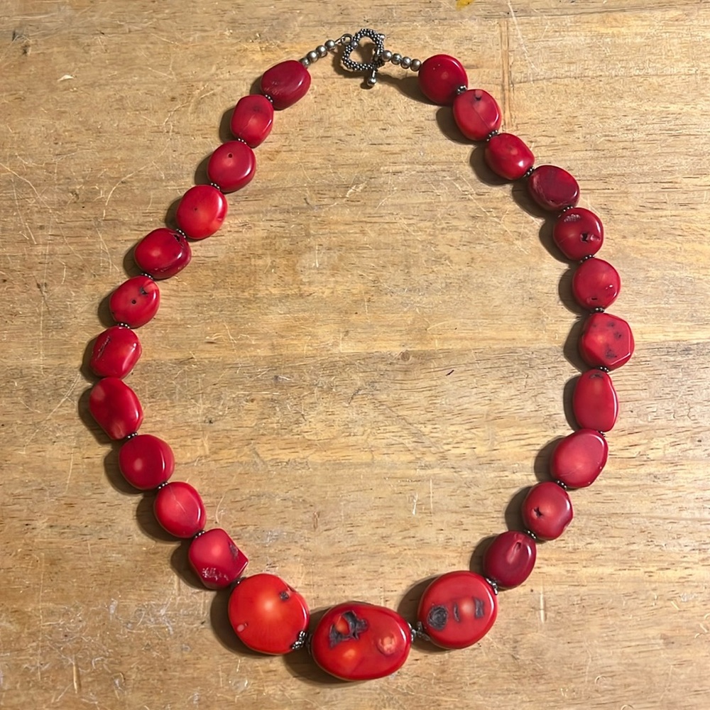 Red Chunky Coral Statement Necklace